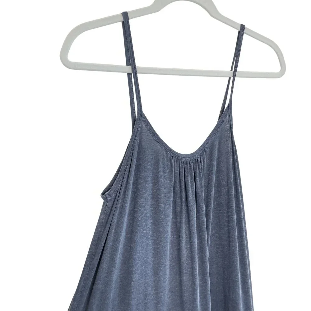 Sundry Flowy Tiered Maxi Dress With Spaghetti Straps In Heathered Blue, L - Picture 3 of 8